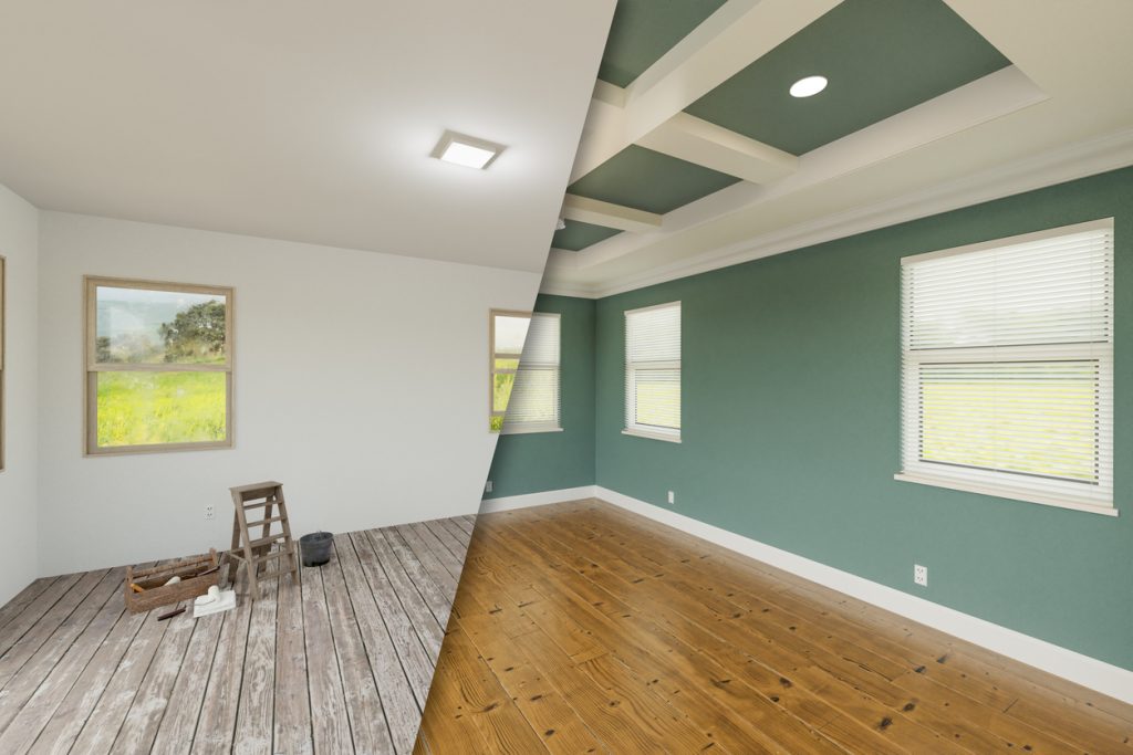 Unfurnished room before and after home improvements